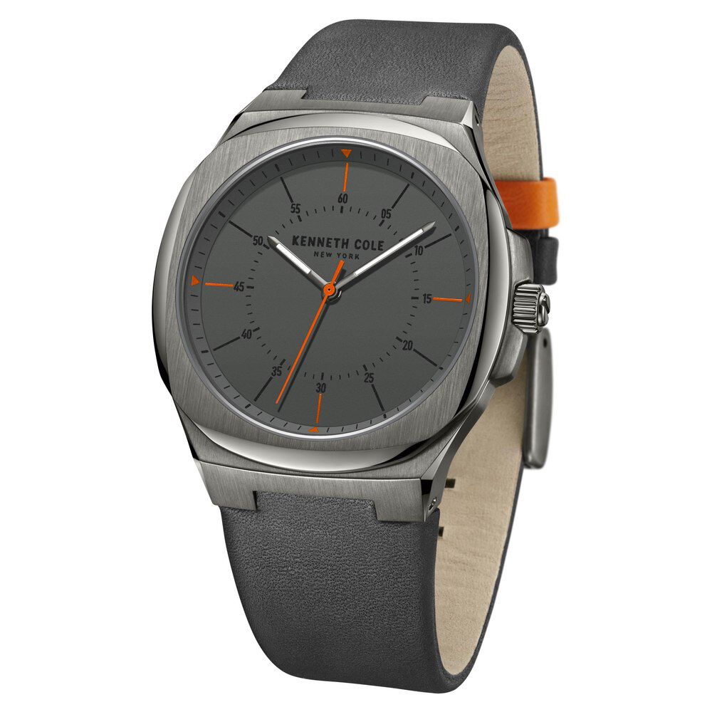 Kenneth Cole Quartz Analog Grey Dial Leather Strap Watch for Men KCWGA2218301MN