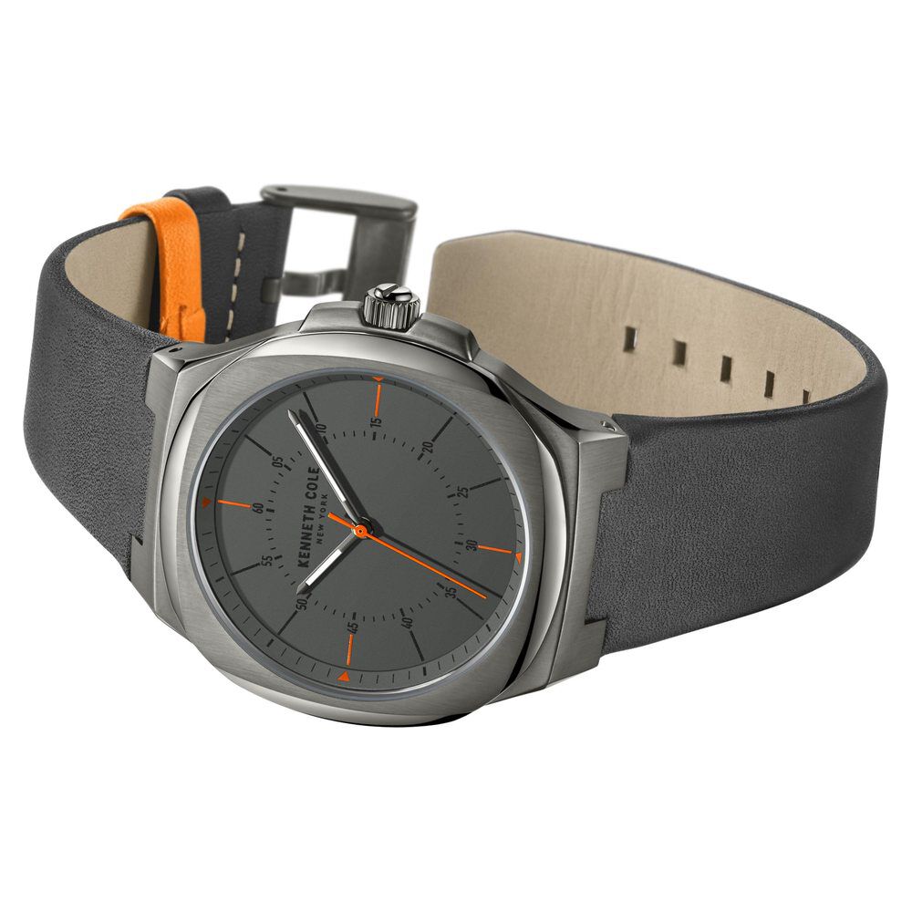 Kenneth Cole Quartz Analog Grey Dial Leather Strap Watch for Men KCWGA2218301MN