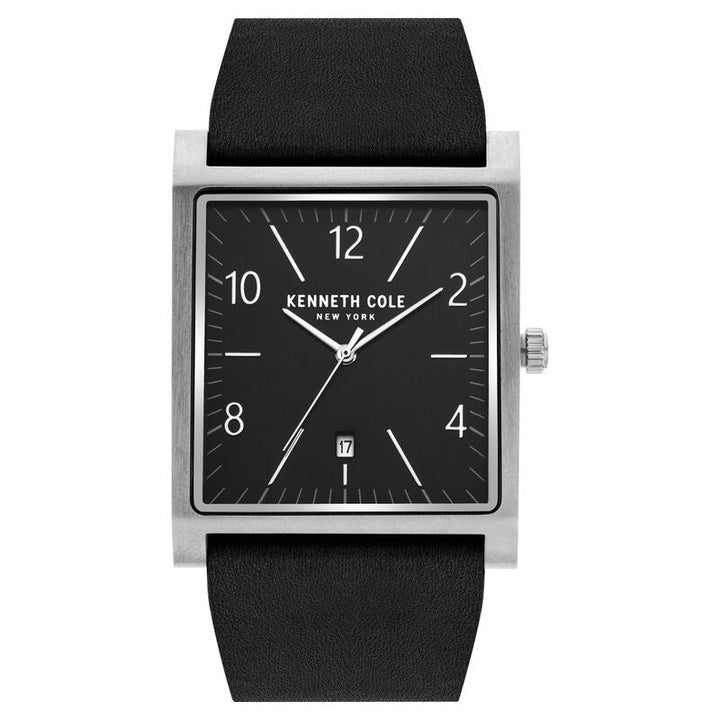 Kenneth Cole Quartz Analog Black Dial Leather Strap Watch For Men