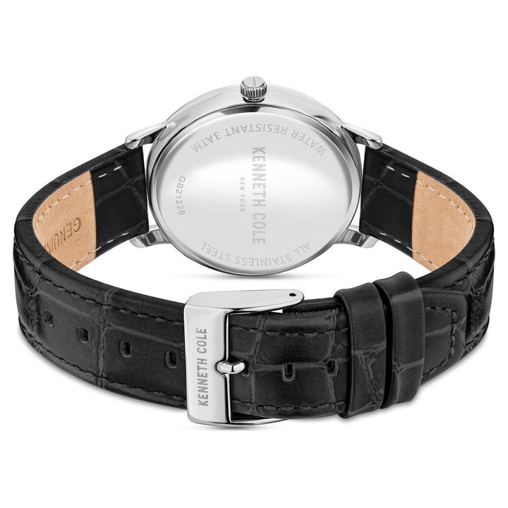 Kenneth Cole Black Dial Leather Strap Watch For Men