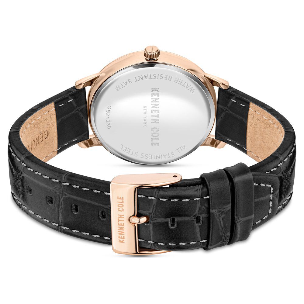 Kenneth Cole Silver Dial Leather Strap Watch For Men