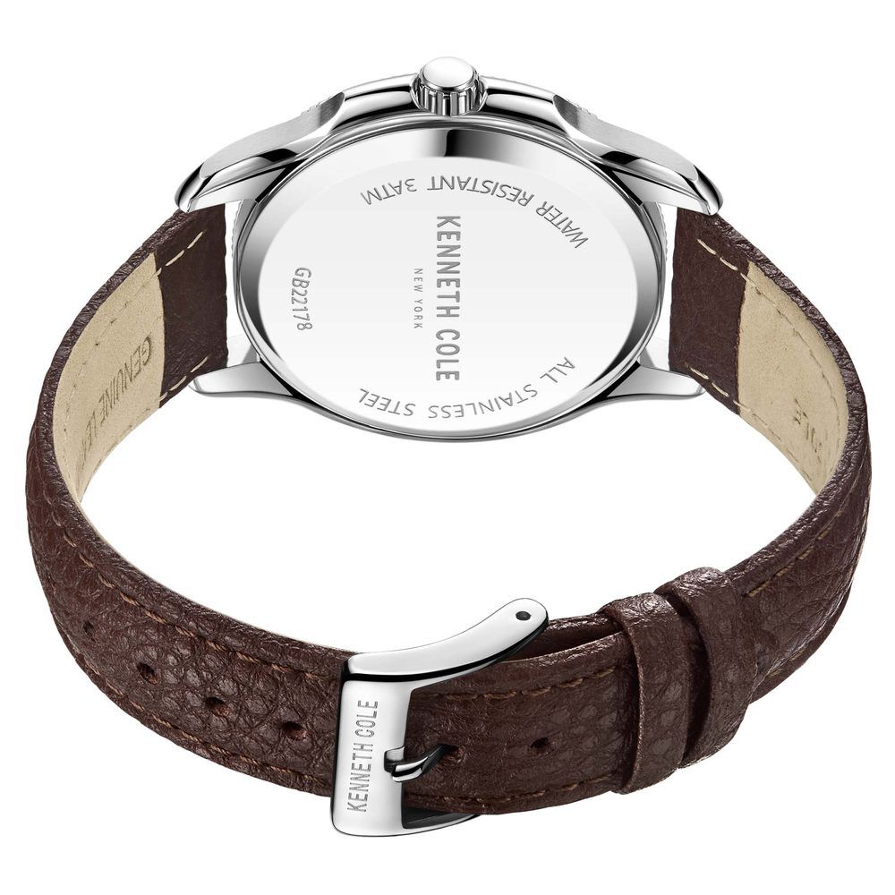 Kenneth Cole Quartz Analog with Date Blue Dial Leather Strap Watch for Men