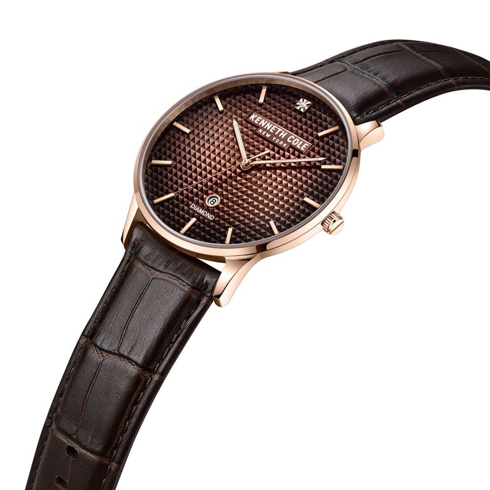Kenneth Cole Brown Dial Quartz Analog Leather Strap Watch for Men