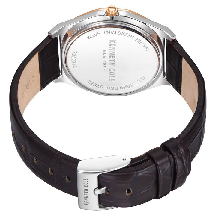 Kenneth Cole Silver Dial Quartz Analog with Date Leather Strap Watch for Men