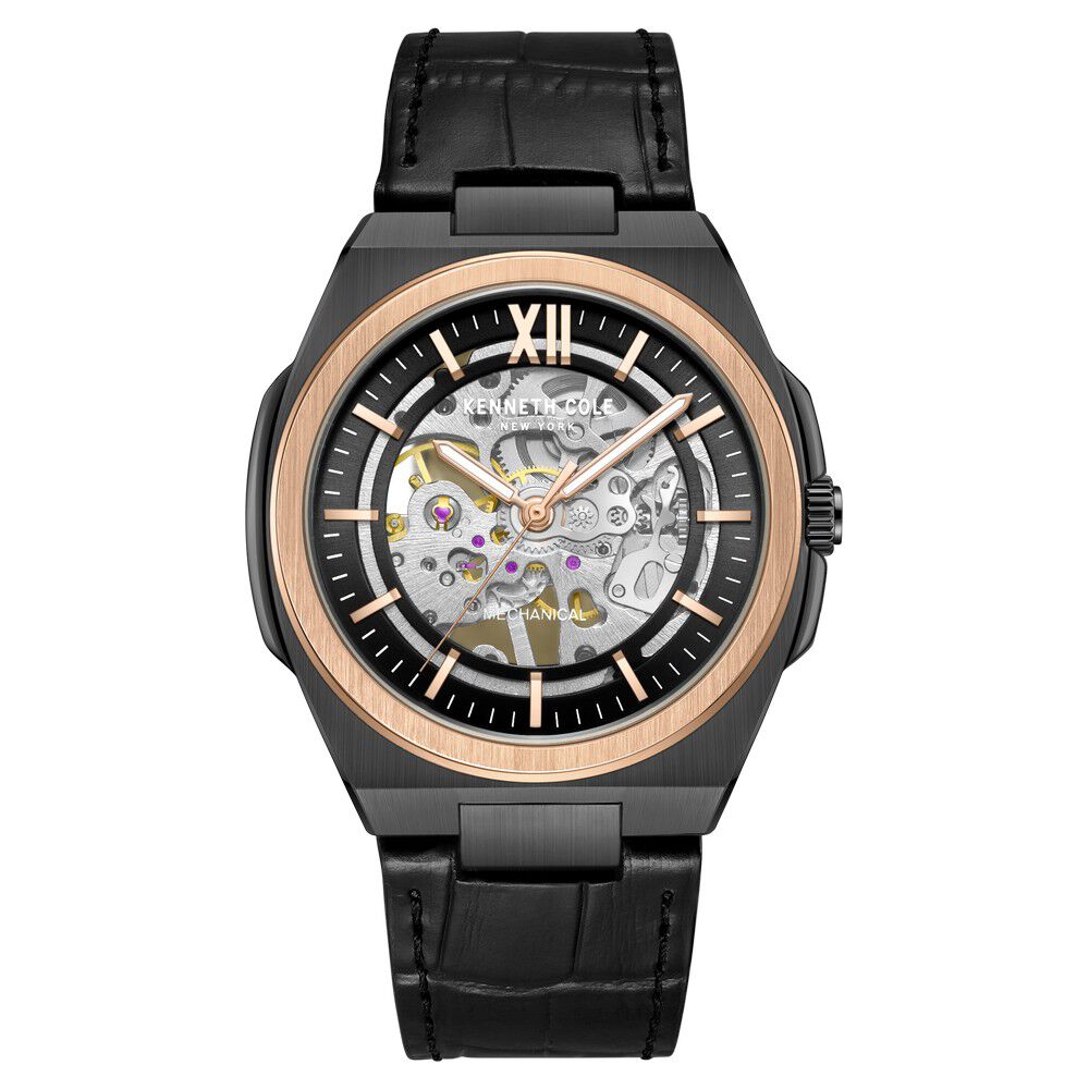 Kenneth Cole Black Dial Analog Mechanical Hand Wound Watch for Men