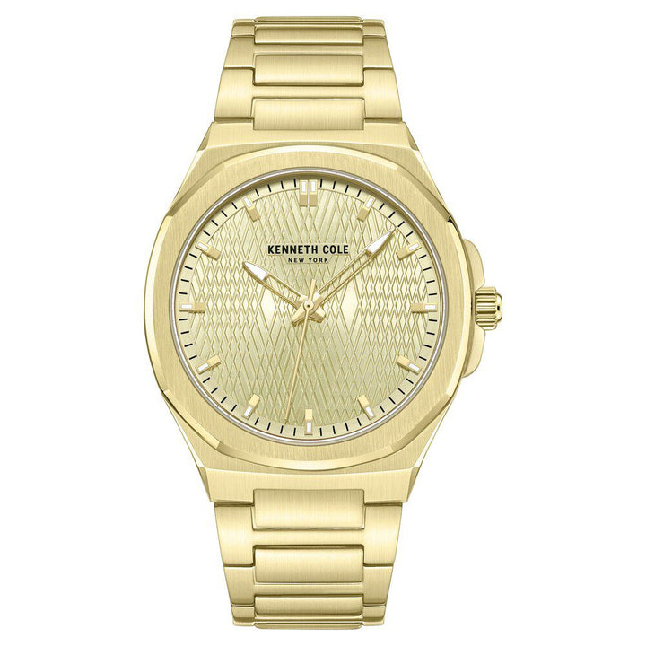 Kenneth Cole Quartz Analog Golden Dial Stainless Steel Strap Watch For Men KCWGG0047001MN
