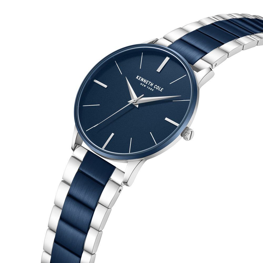 Kenneth Cole Quartz Analog Blue Dial Two Toned Stainless Steel Strap Watch For Couple - The Watch Factory ®