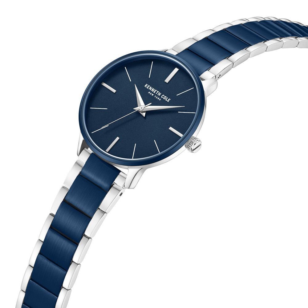 Kenneth Cole Quartz Analog Blue Dial Two Toned Stainless Steel Strap Watch For Couple - The Watch Factory ®
