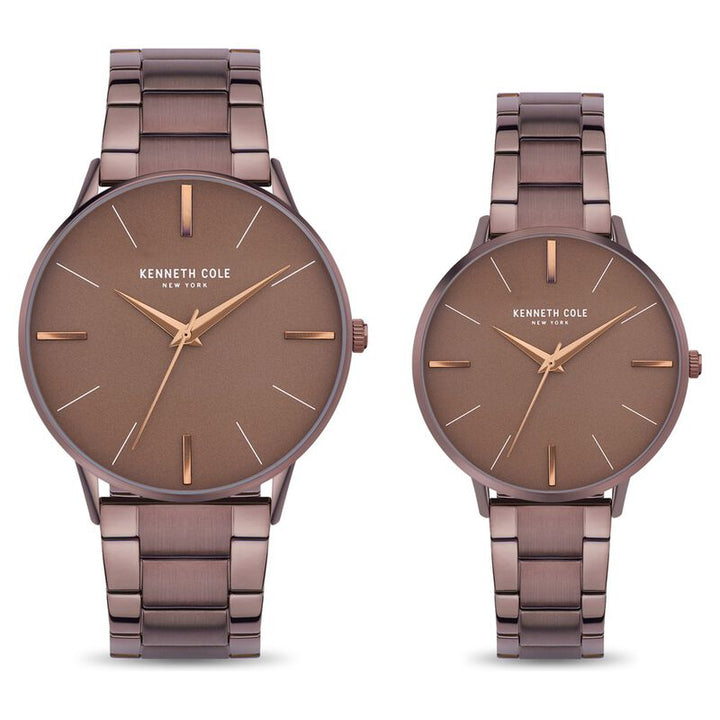 Kenneth Cole Quartz Analog Brown Dial Stainless Steel Strap Watch For Couple