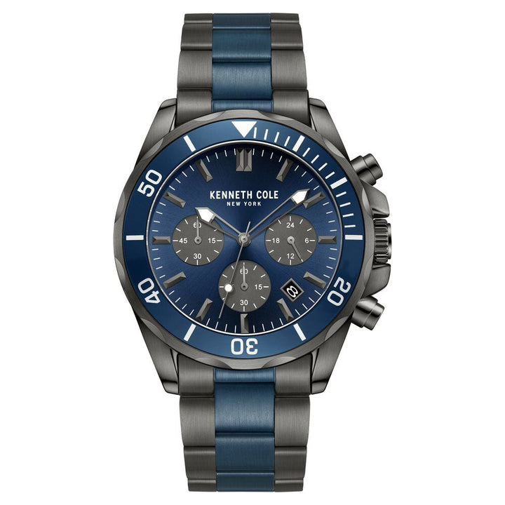 Kenneth Cole Quartz Chronograph Blue dial Stainless Steel Strap Watch for Men-NTKCWGI0027104MN