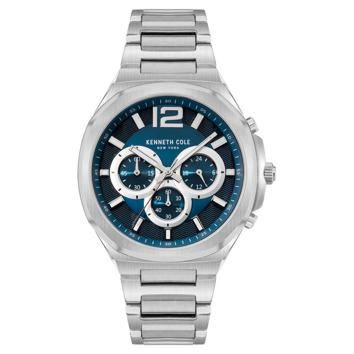 Kenneth Cole Quartz Chronograph Blue Dial Stainless Steel Strap Watch for Men-NDKCWGI2104901MN