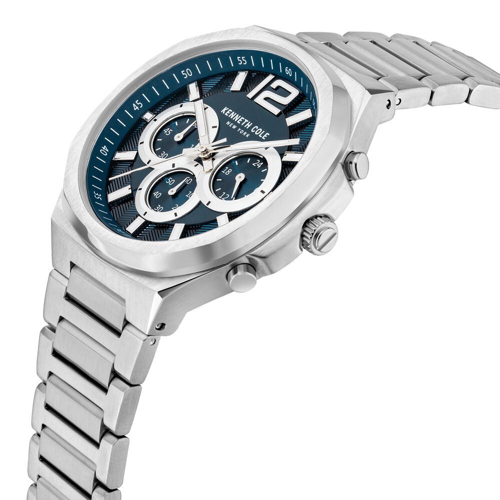 Kenneth Cole Quartz Chronograph Blue Dial Stainless Steel Strap Watch for Men-NDKCWGI2104901MN