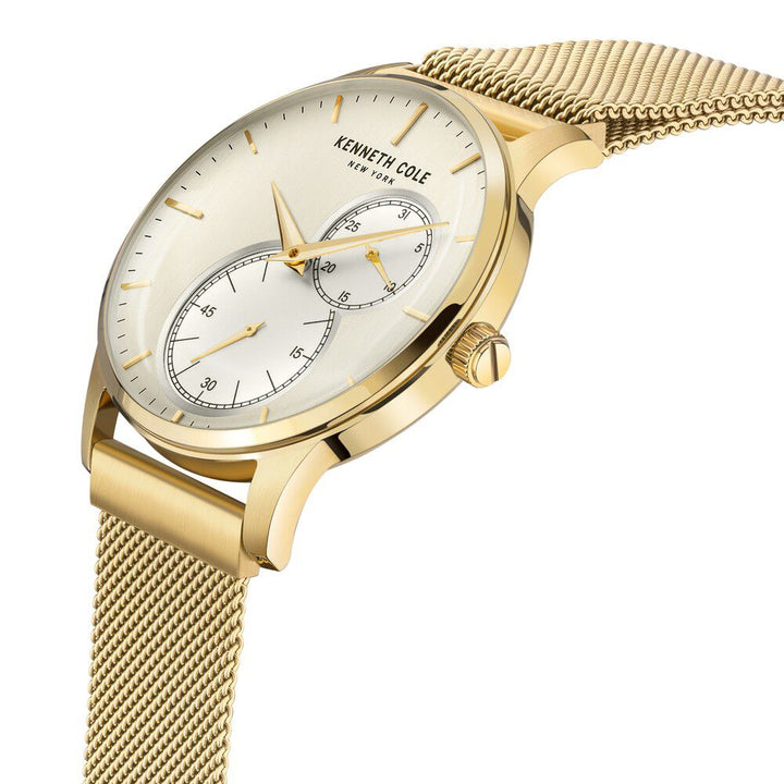 Kenneth Cole Quartz Analog Champagne Dial Stainless Steel Strap Watch for Men-NTKCWGK2125202MN