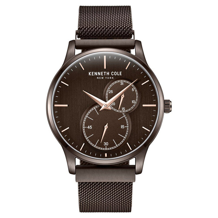 Kenneth Cole Multifunction Brown Dial Stainless Steel Strap Watch For Men-NTKCWGK2125204MN
