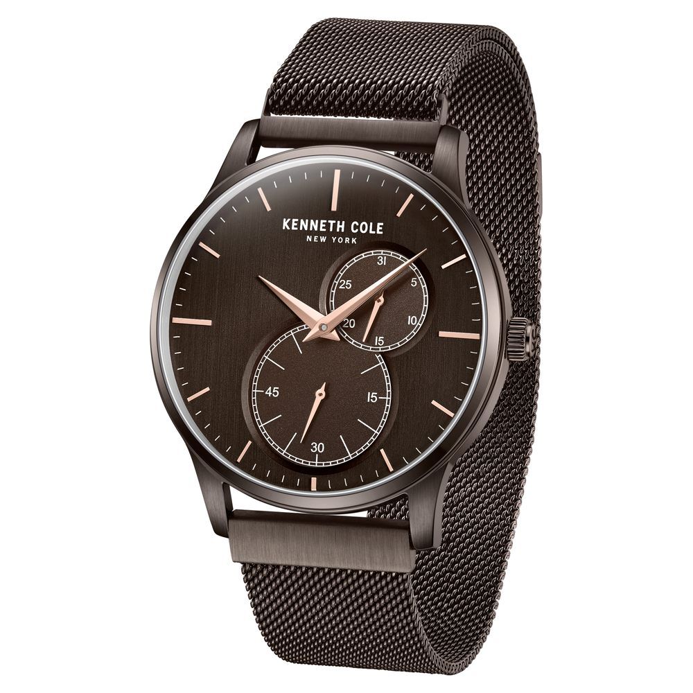 Kenneth Cole Multifunction Brown Dial Stainless Steel Strap Watch For Men-NTKCWGK2125204MN