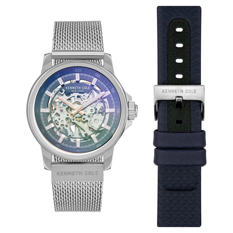 Kenneth Cole Automatic Grey Dial Leather Strap Watch For Men