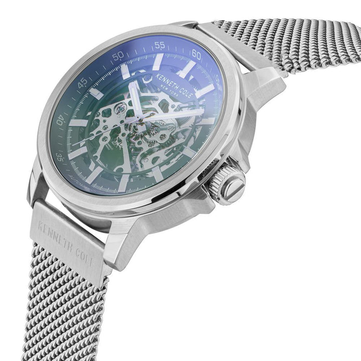 Kenneth Cole Automatic Grey Dial Leather Strap Watch For Men