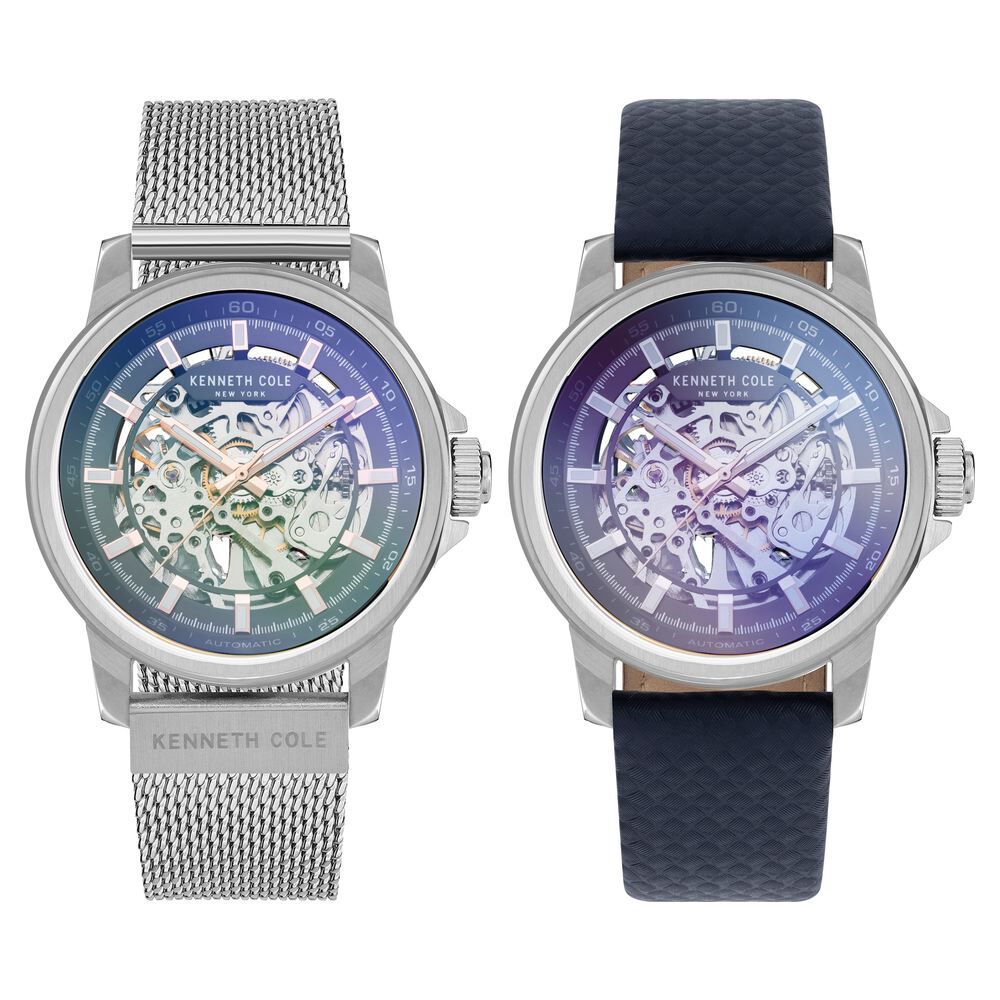 Kenneth Cole Automatic Grey Dial Leather Strap Watch for Men NEKCWGL2104101MN