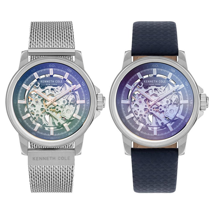 Kenneth Cole Automatic Grey Dial Leather Strap Watch for Men NEKCWGL2104101MN