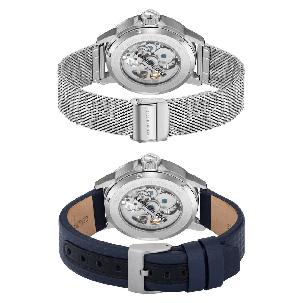 Kenneth Cole Automatic Grey Dial Leather Strap Watch For Men