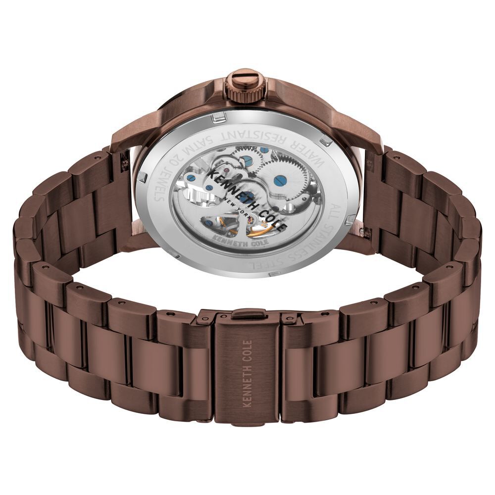 Kenneth Cole Automatic Silver Dial Leather Strap Watch For Men