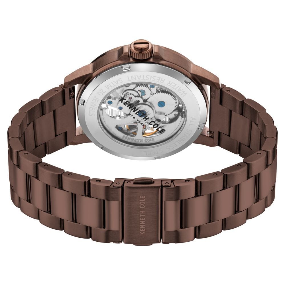 Kenneth Cole Automatic Silver Dial Leather Strap Watch For Men