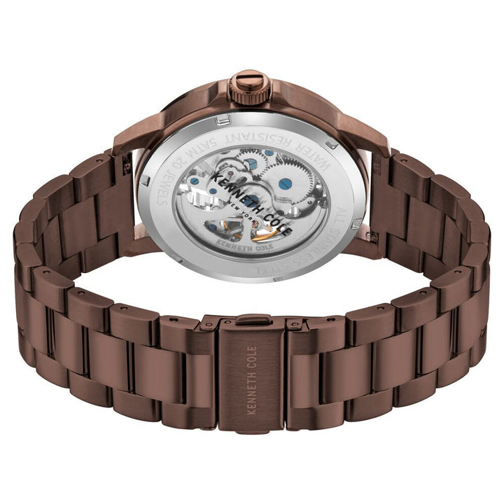 Kenneth Cole Automatic Silver Dial Leather Strap Watch for Men NEKCWGL2104102MN