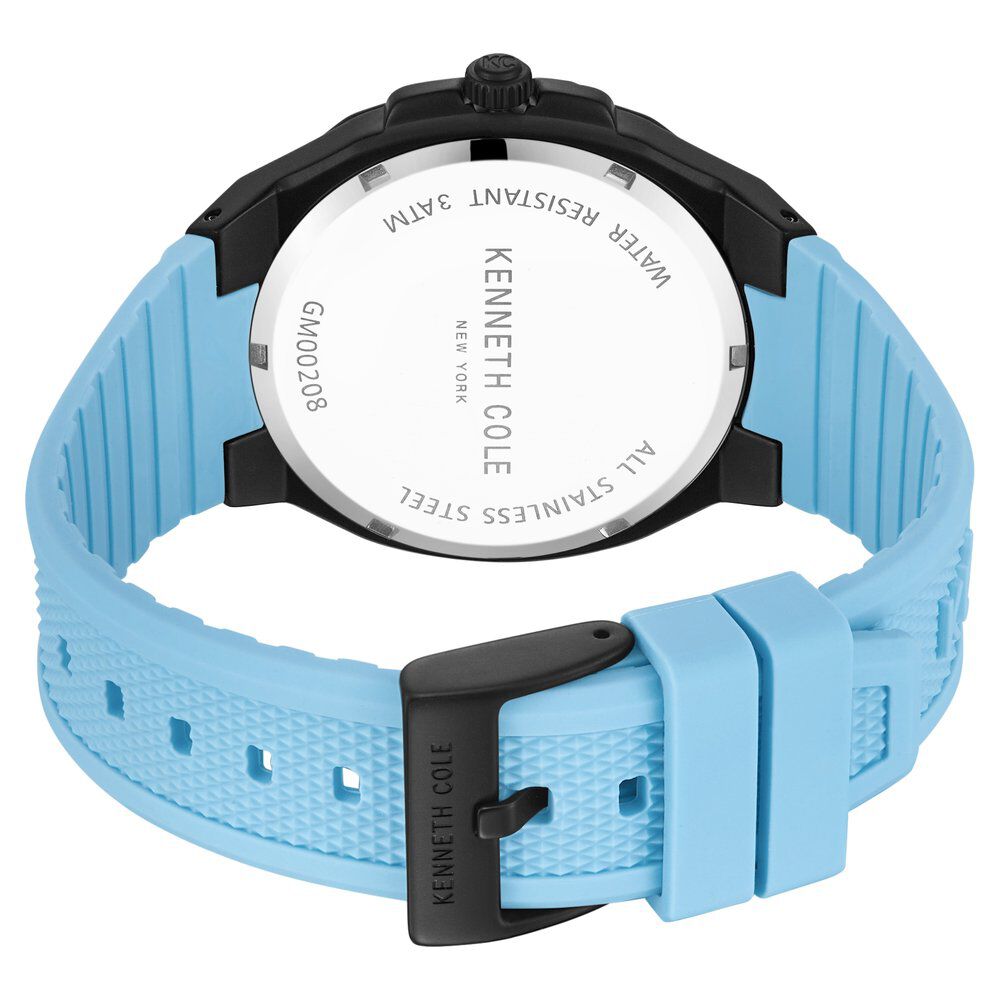 Kenneth Cole Quartz Analog Black Dial Blue Silicone Strap Watch For Men-NTKCWGM0020801MN