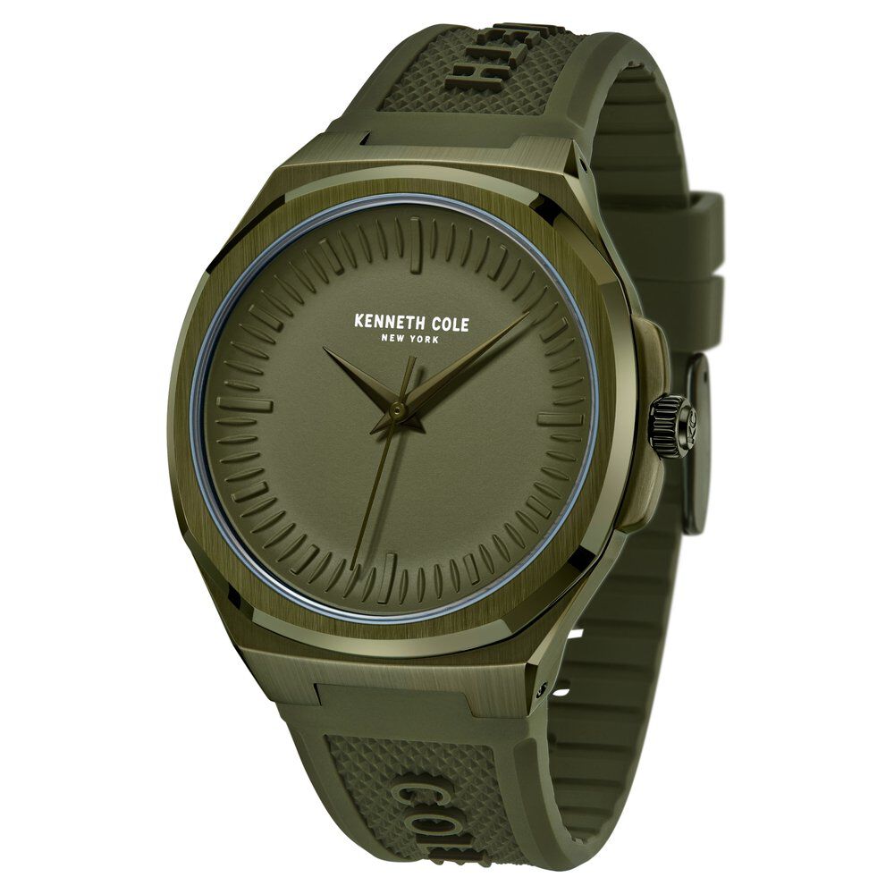 Kenneth Cole Quartz Analog Green dial Silicone Strap Watch for Men-NTKCWGM0020803MN