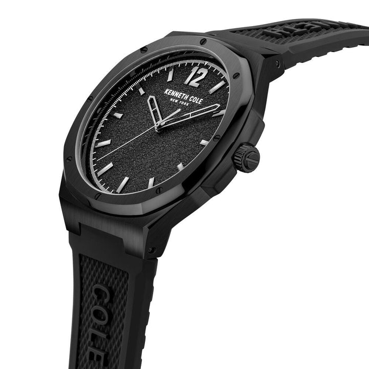 Kenneth Cole Quartz Analog Black Dial Silicone Strap Watch For Men
