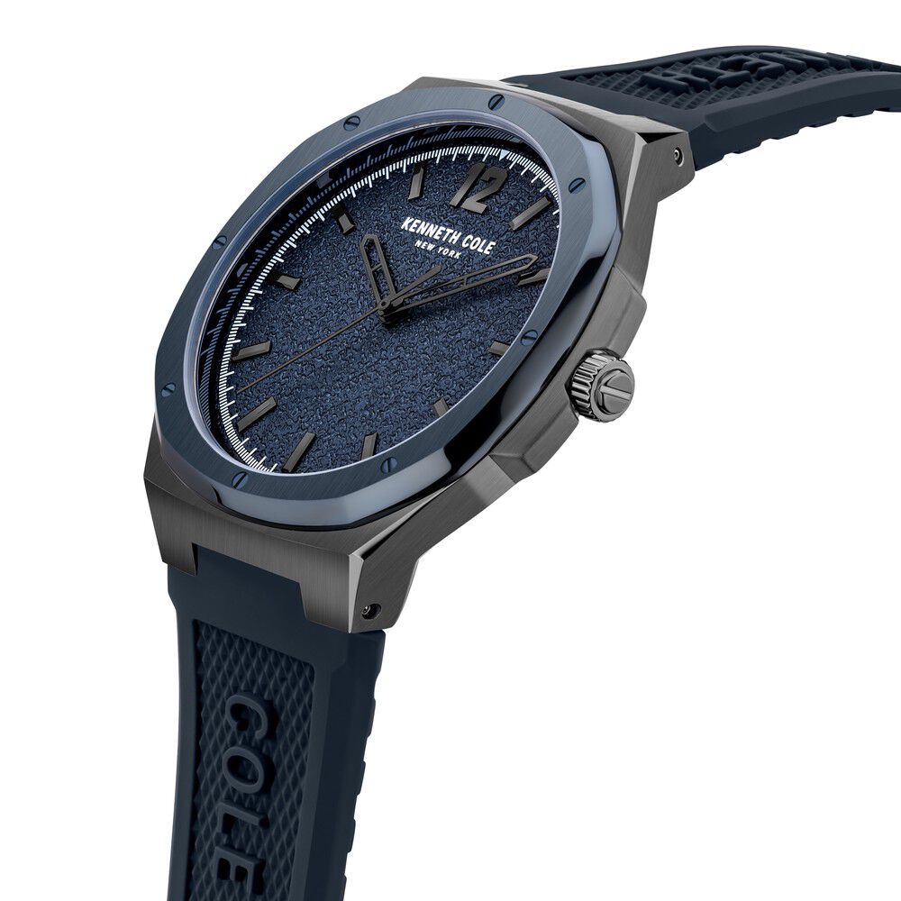 Kenneth Cole Quartz Analog Blue Dial Silicone Strap Watch For Men