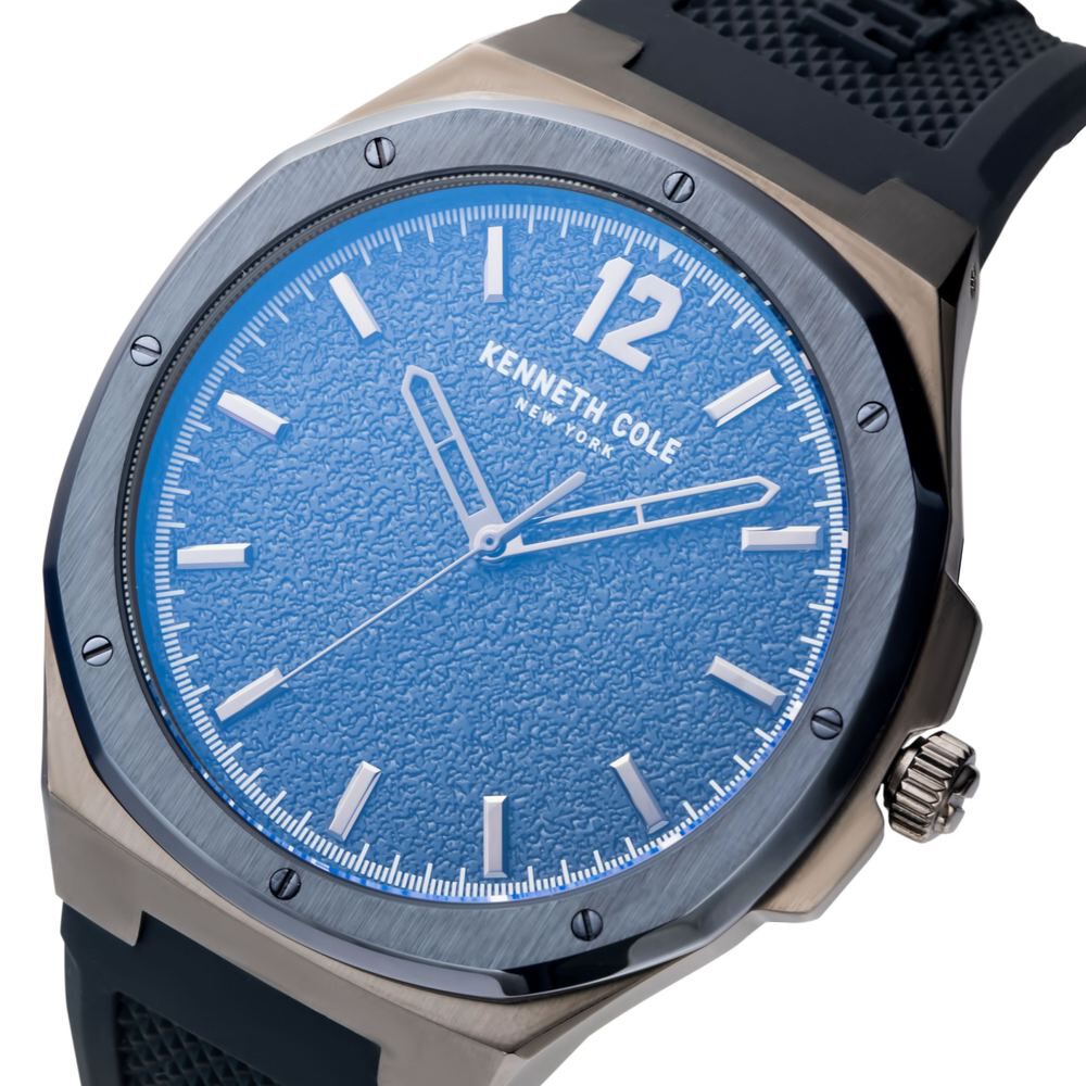 Kenneth Cole Quartz Analog Blue Dial Silicone Strap Watch For Men