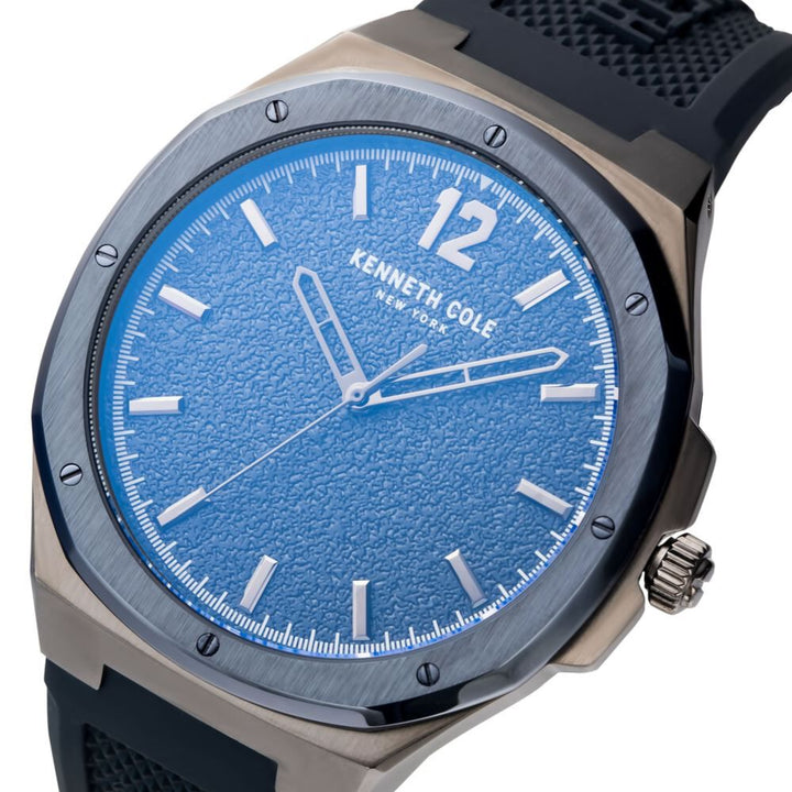 Kenneth Cole Quartz Analog Blue Dial Silicone Strap Watch For Men