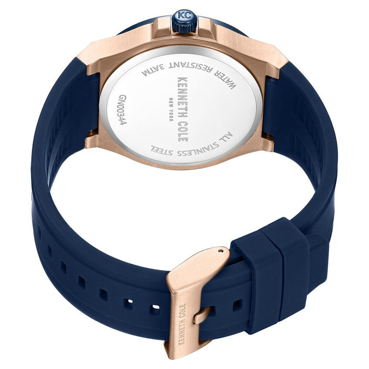 Kenneth Cole Quartz Analog with Date Blue Dial Silicone Strap Watch for Men-NTKCWGN0034403MN