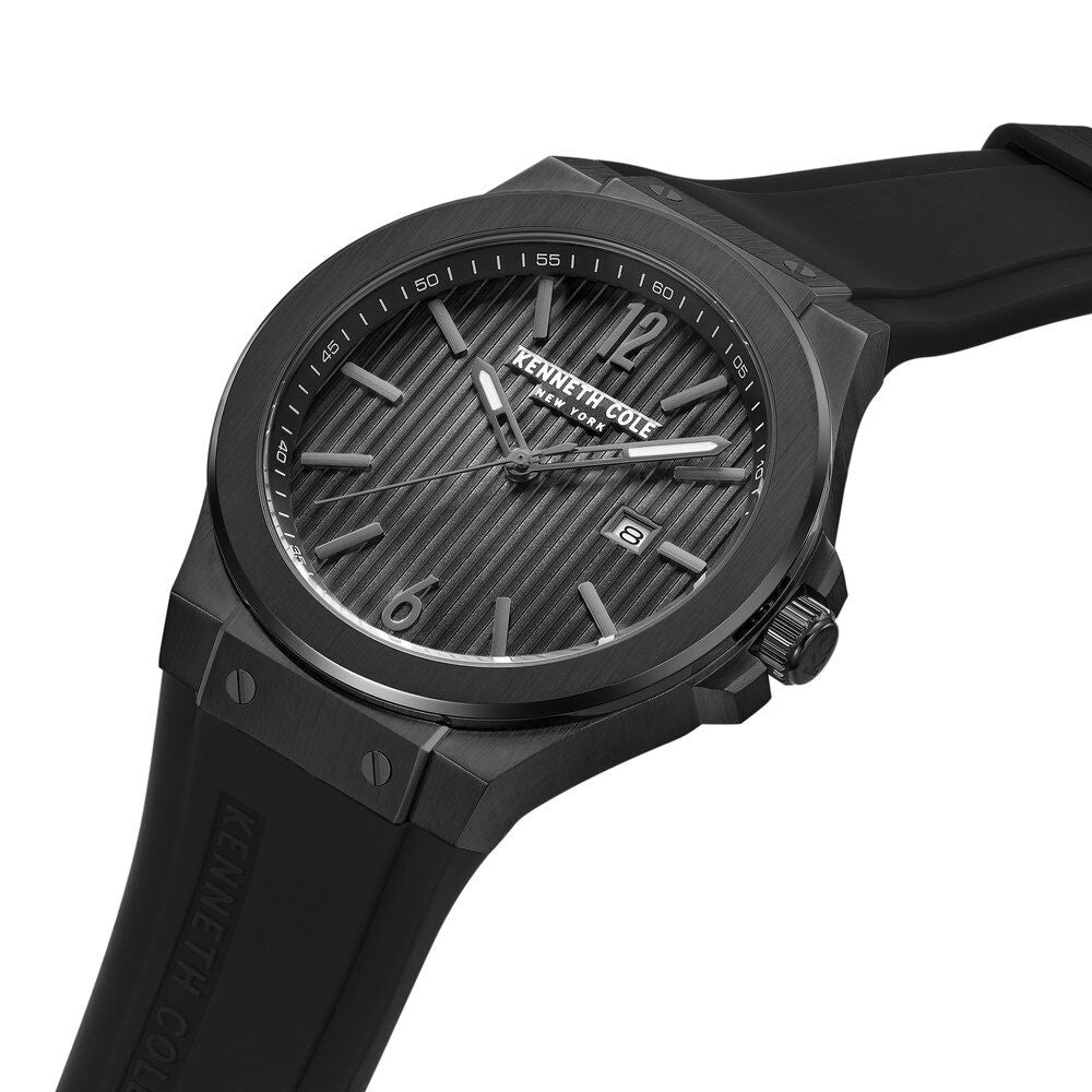 Kenneth Cole Quartz Analog with Date Black Dial Silicone Strap Watch for Men - The Watch Factory ®