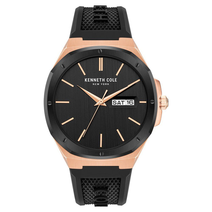 Kenneth Cole Quartz Analog Black Dial Black Silicone Strap Watch For Men-NTKCWGN2104801MN