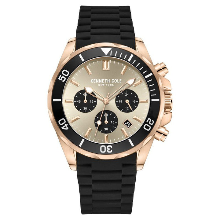Kenneth Cole Quartz Chronograph Grey Dial Silicone Strap Watch For Men