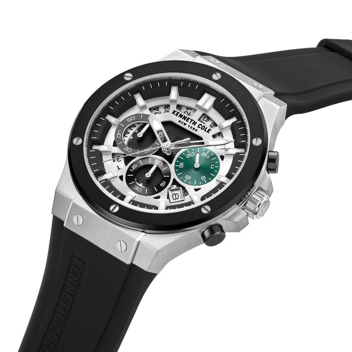 Kenneth Cole Quartz Chronograph Silver Dial Silicone Strap Watch for Men - The Watch Factory ®