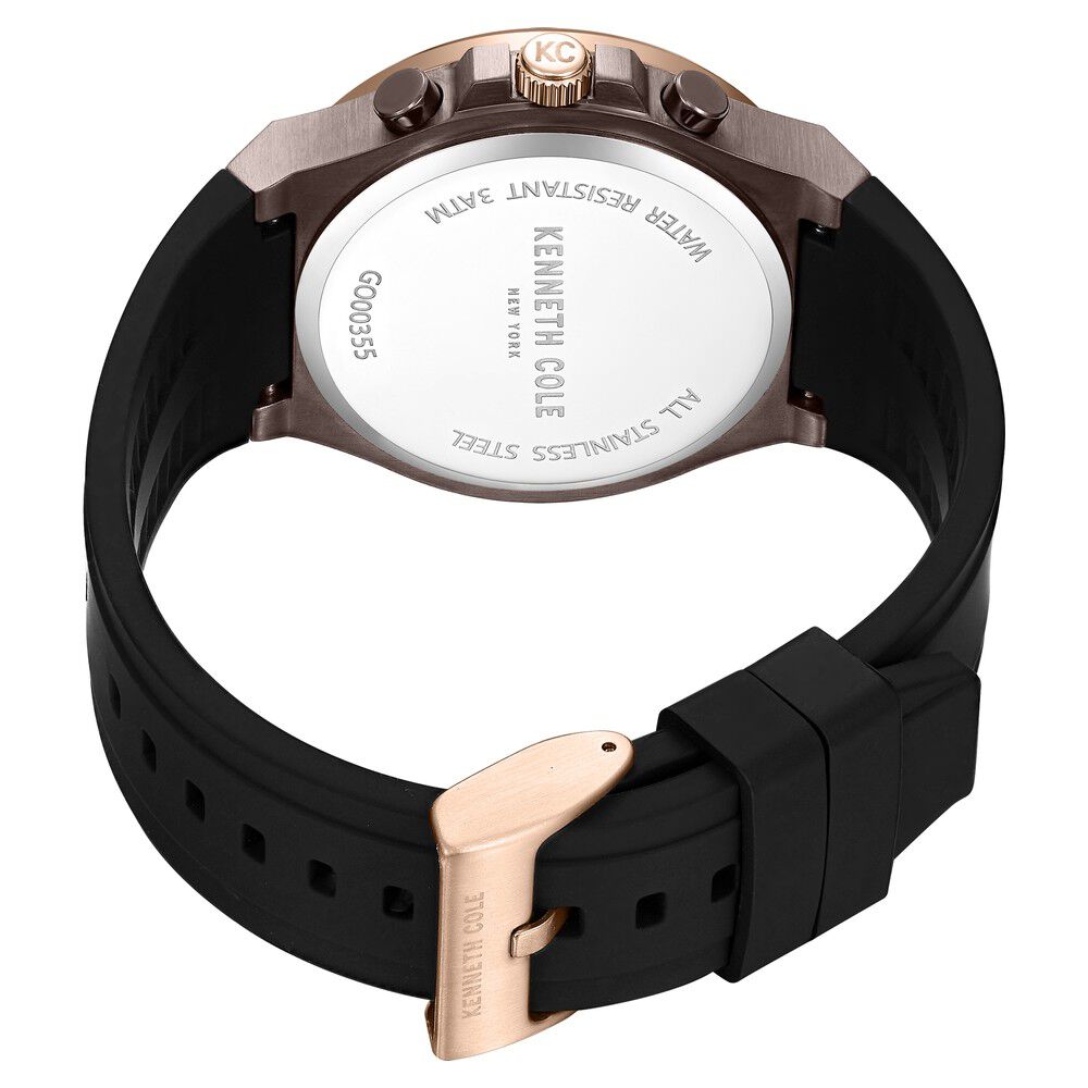 Kenneth Cole Quartz Chronograph Brown Dial Silicone Strap Watch for Men-NTKCWGO0035503MN