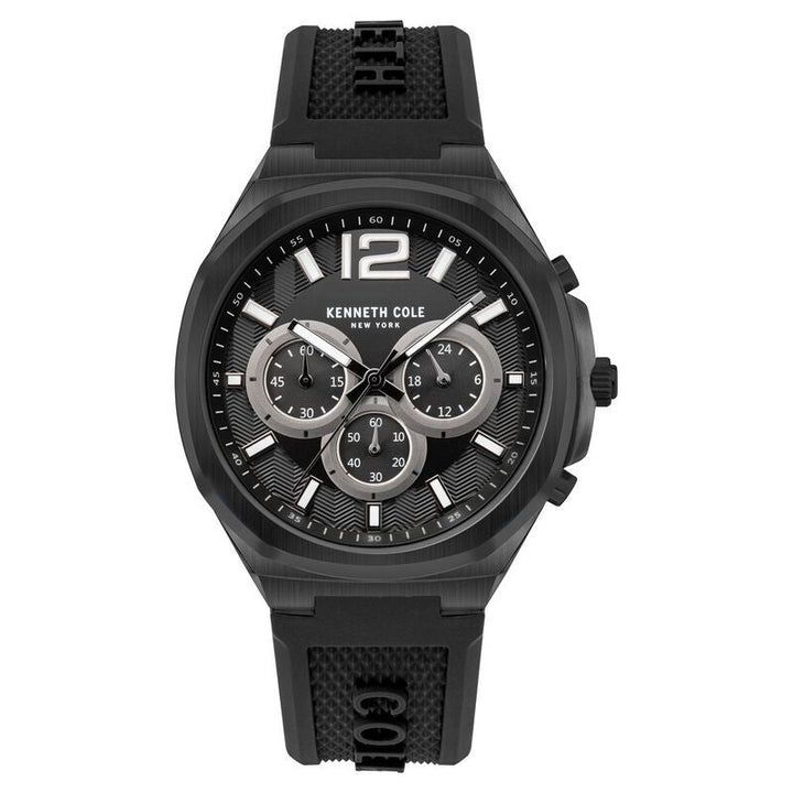 Kenneth Cole Quartz Chronograph Black Dial Silicone Strap Watch For Men