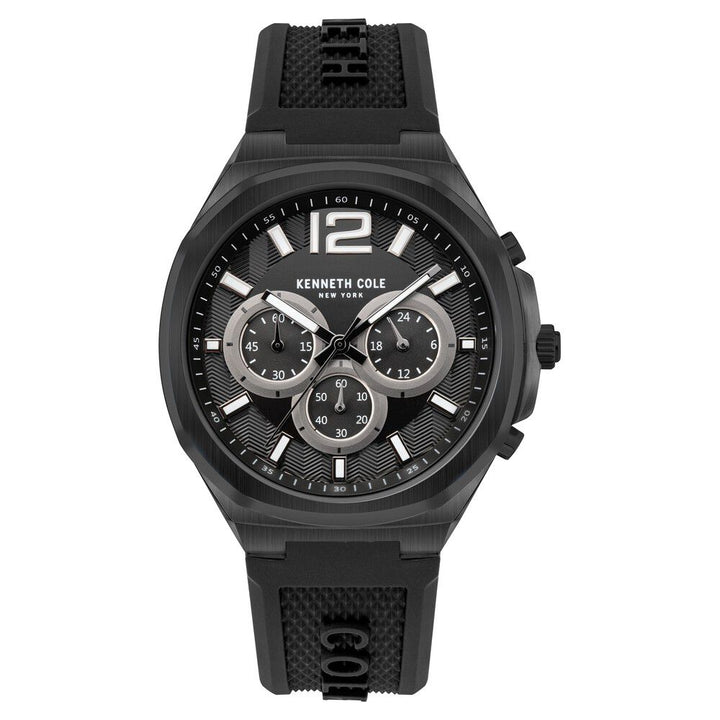 Kenneth Cole Quartz Chronograph Black Dial Silicone Strap Watch for Men NEKCWGO2104904MN