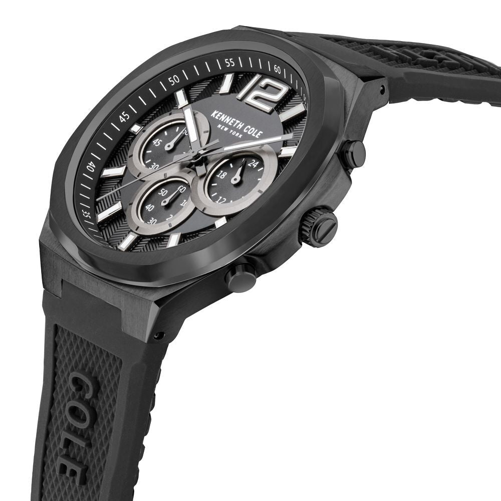 Kenneth Cole Quartz Chronograph Black Dial Silicone Strap Watch for Men NEKCWGO2104904MN