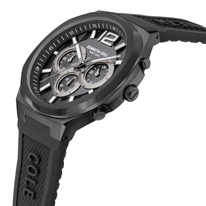 Kenneth Cole Quartz Chronograph Black Dial Silicone Strap Watch for Men NEKCWGO2104904MN
