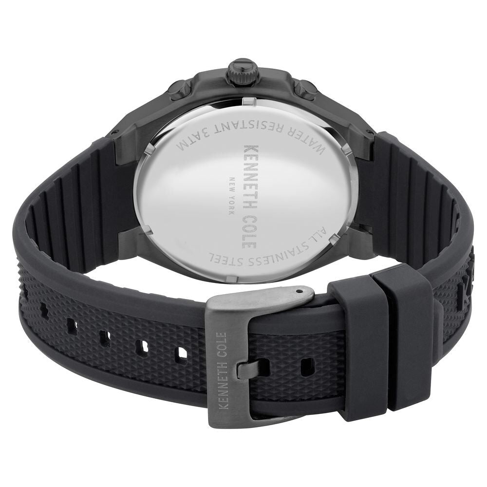 Kenneth Cole Quartz Chronograph Black Dial Silicone Strap Watch For Men