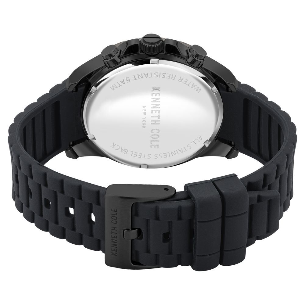 Kenneth Cole Quartz Chronograph Black Dial Silicone Strap Watch for Men-NDKCWGO2105002MN