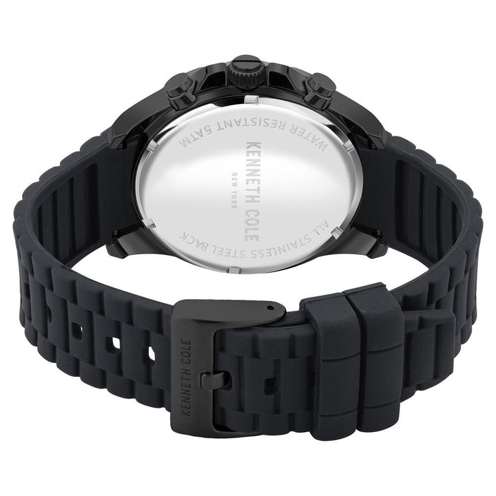Kenneth Cole Quartz Chronograph Black Dial Silicone Strap Watch for Men-NDKCWGO2105002MN