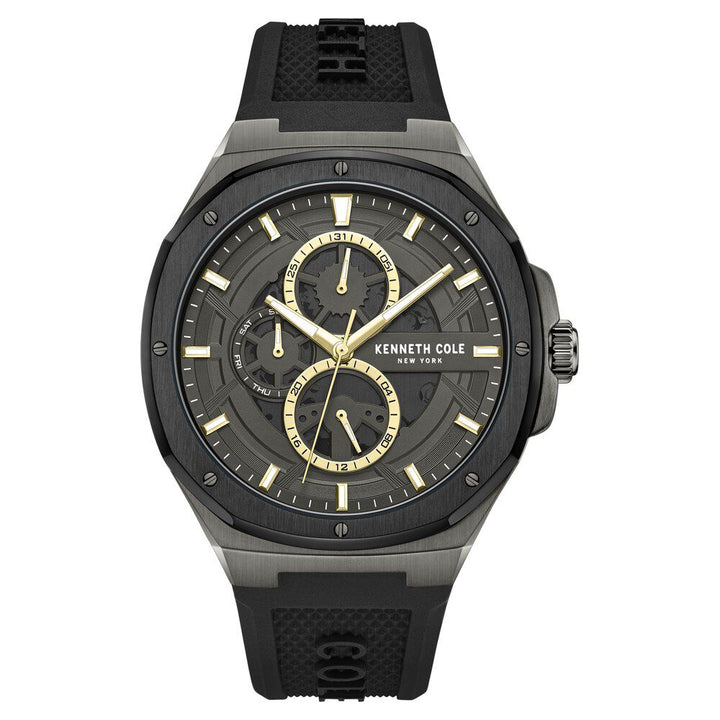 Kenneth Cole Multifunction Grey Dial Silicone Strap Watch For Men-NTKCWGQ0047202MN