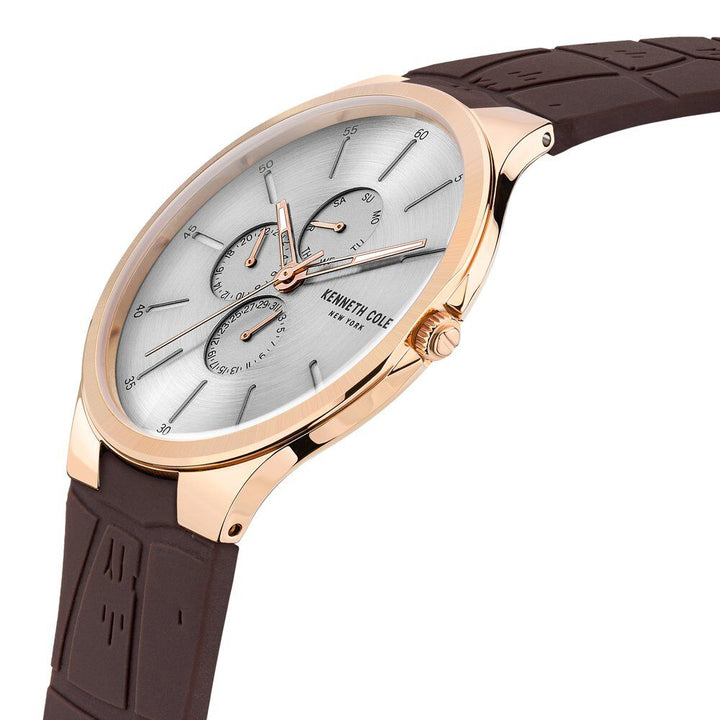 Kenneth Cole Grey Dial Silicone Strap Watch For Men