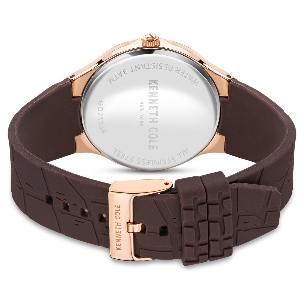 Kenneth Cole Grey Dial Silicone Strap Watch For Men