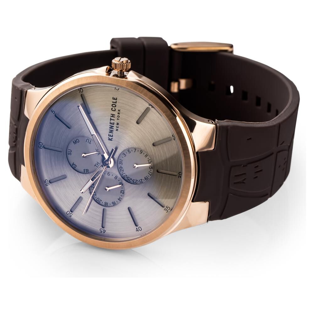 Kenneth Cole Grey Dial Silicone Strap Watch For Men